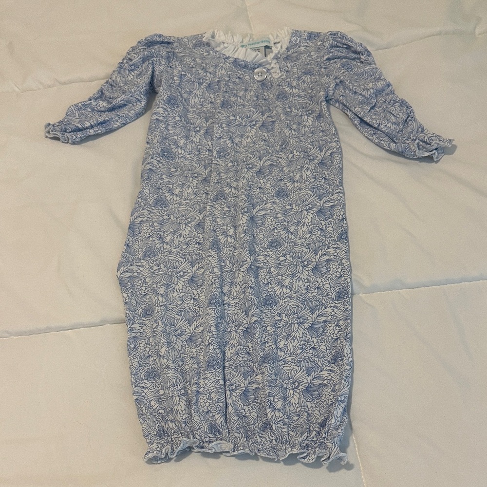 Feather baby Floral Blue Baby Gown